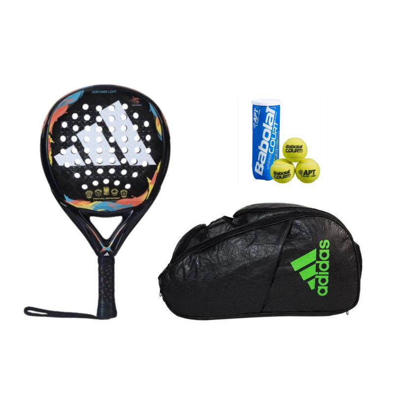 Adidas Adipower Light 3.2 + Racketbag Multigame 2023 + Bollrör