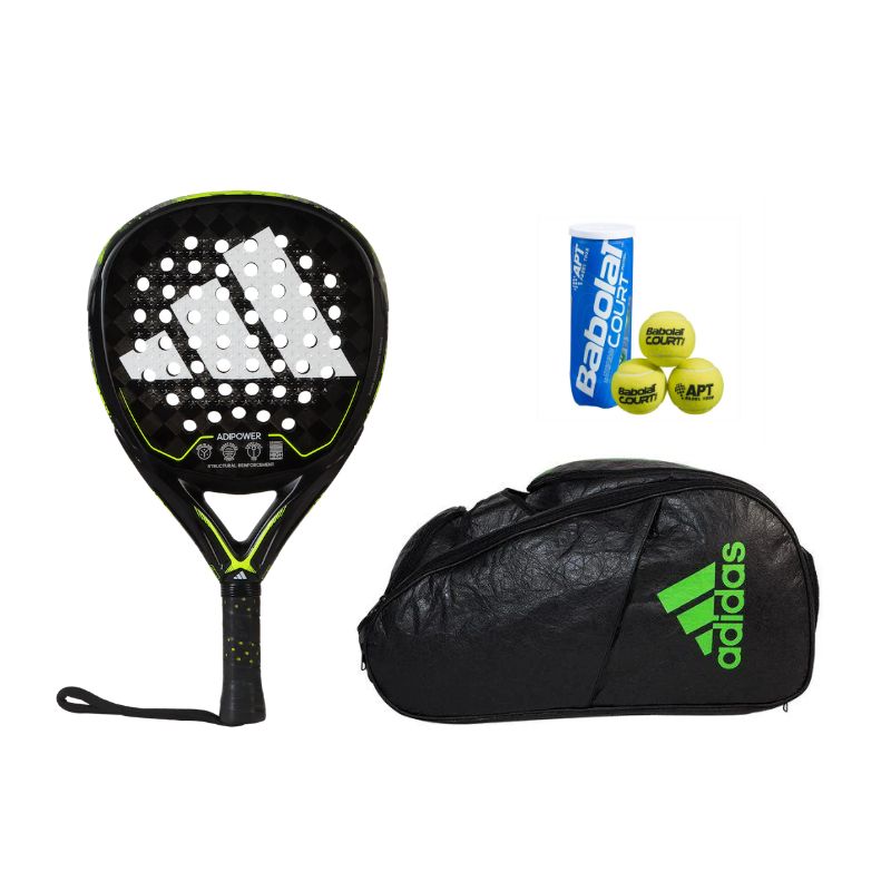 Adidas Adipower 3.2 + Racketbag Multigame 2023 + Bollrör